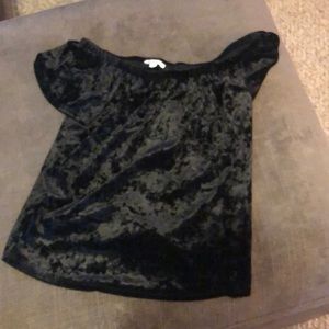 Black velvet over the shoulder shirt